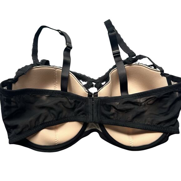 Adore Me Leia Strappy Lace Crisscross Underwire High Lift Bra size 44G Black - Picture 2 of 3